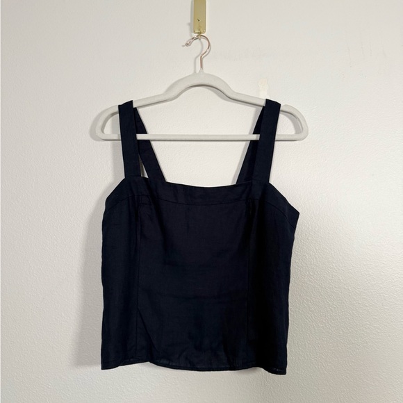 Quince 100% European Linen Fitted Tank deep navy size medium - Picture 9 of 9